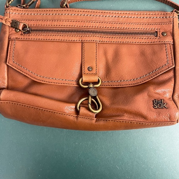 The Sak brown/tan Leather Shoulder Bag Convertible Crossbody Boho Vintage Chic - Picture 8 of 8